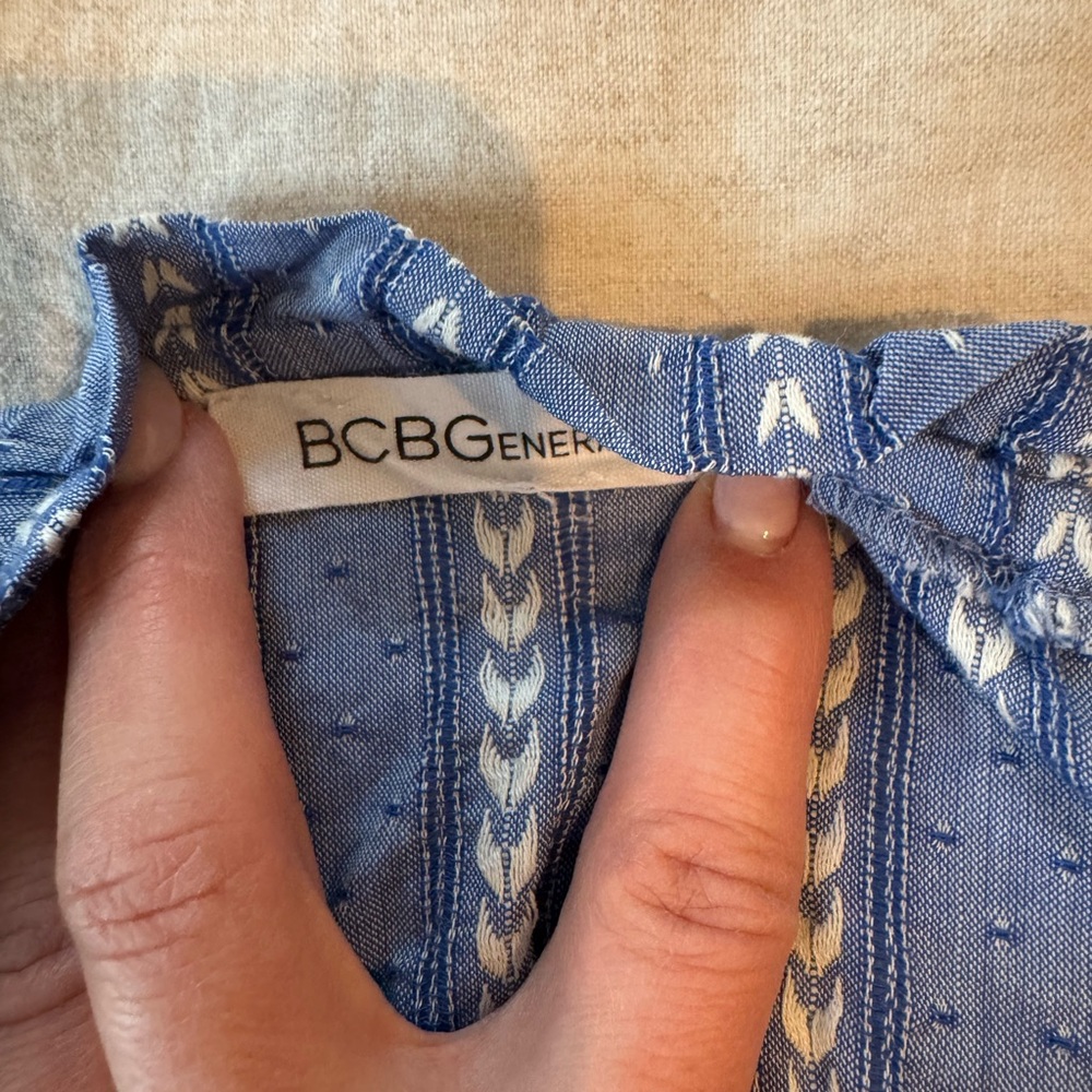 BCBGeneration Blue and White Patterned crop Top - image 2